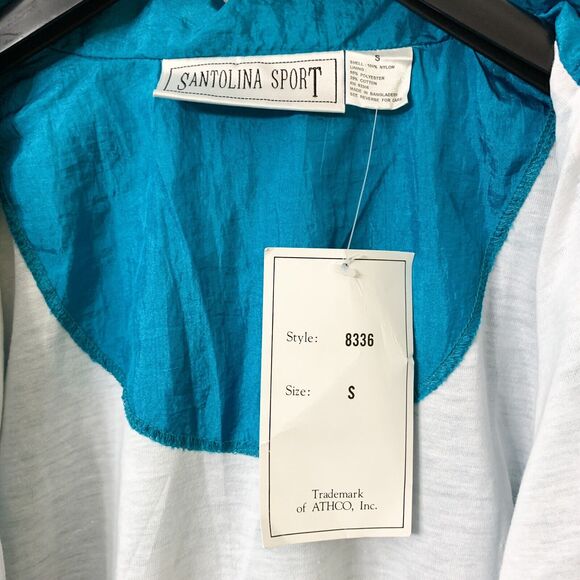 Santolina Sport SMALL Blue Nylon Jacket Full Zip Retro Embroidery Lightweight - Picture 10 of 12